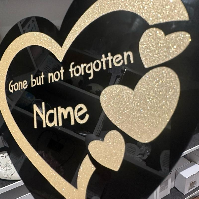 Personalised glitter hearts design memorial stake - colour options